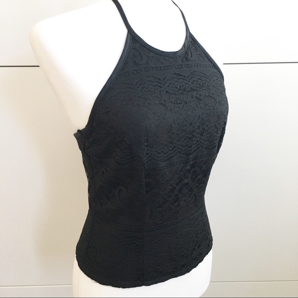 Vintage Early-1990s Black Lace Halter Top Size S